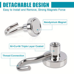 6 Pcs Magnetic Hooks 25 Lb Heavy Duty Earth Magnets With Hook For Refrigerator