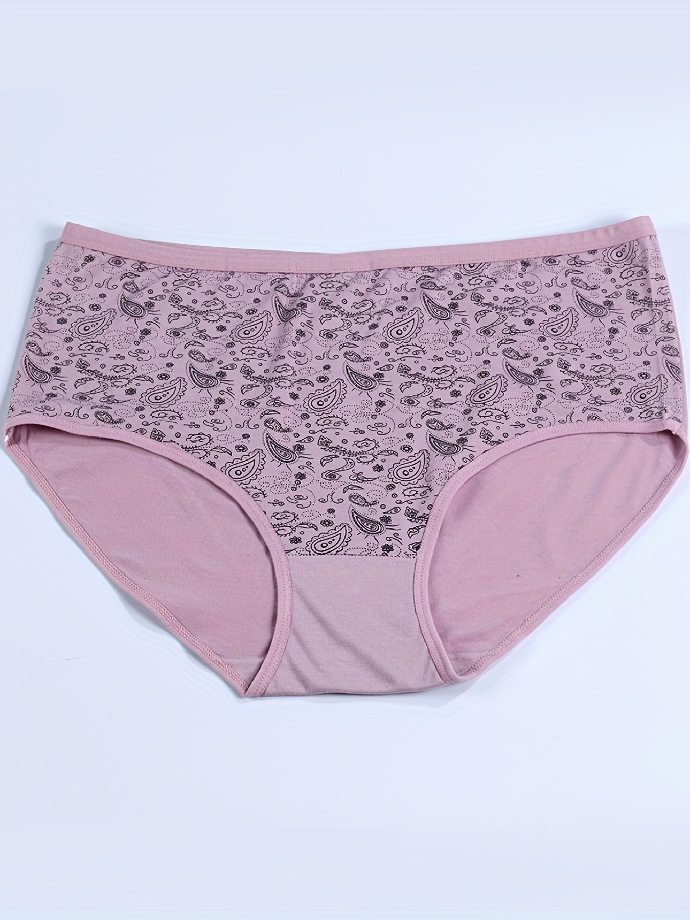 4 Pack Plus Size Boho Underwear Set Women's Paisley Print Soft Panty Set