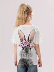 3D Bunny Graphic T shirt Girls Casual Short Sleeve Tees Summer Clothes