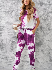 Women's Plus Size Tie Dye Top & Joggers Set
