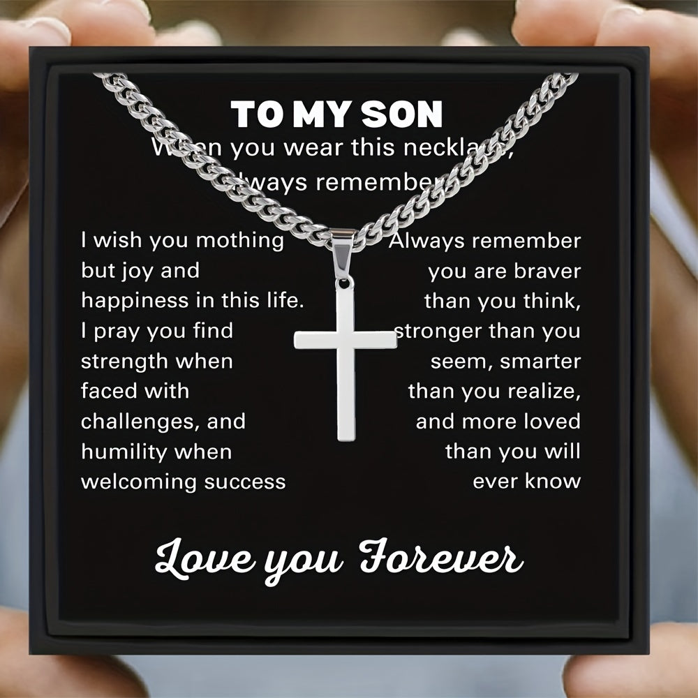 Gift To My Son Cross Necklace For Boys Birthday