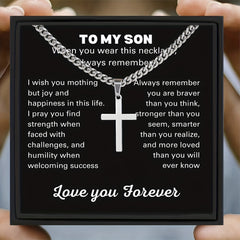 Gift To My Son Cross Necklace For Boys Birthday