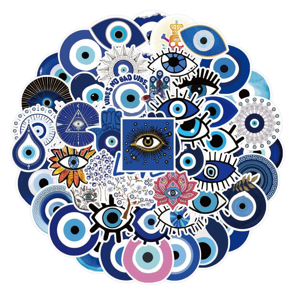 50pcs Evil Eye Doodle Waterproof Stickers for Laptop Water Bottles Travel Case