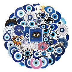 50pcs Evil Eye Doodle Waterproof Stickers for Laptop Water Bottles Travel Case