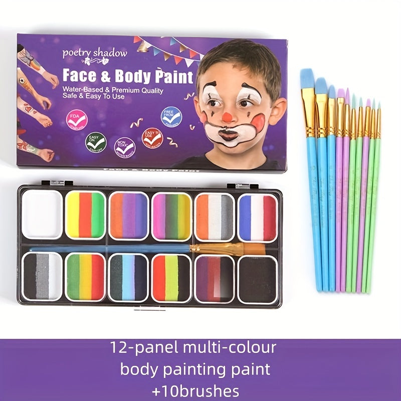12 grid Face Paint Body Paint Box Water soluble Paint