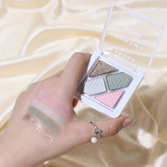 Portable 4 Eyeshadow Palette Pink Summer Green Contrast Mini Pocket