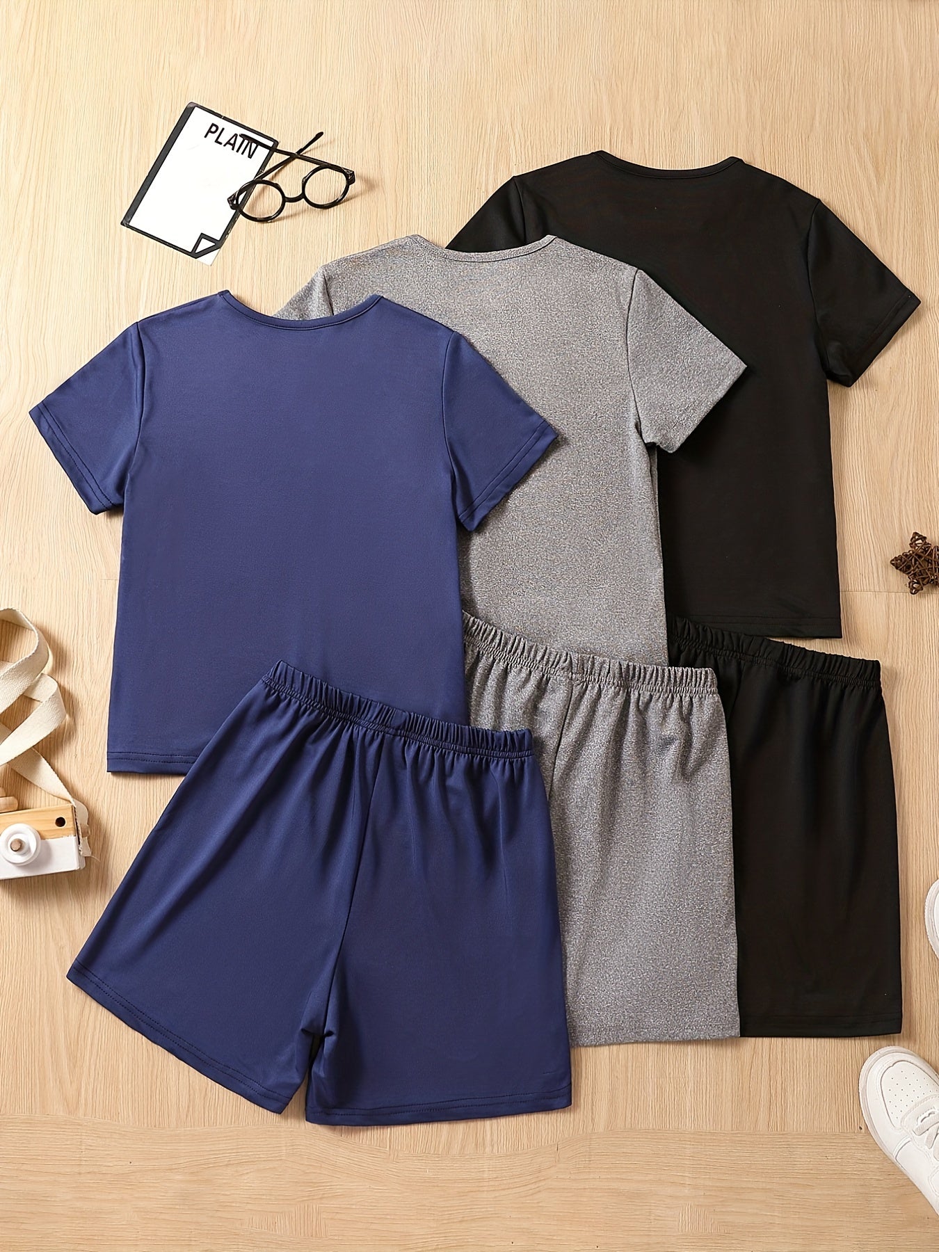 3pcs Boys LOS ANGELES Graphic Print T shirt&Shorts Set