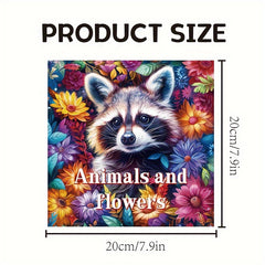 Deluxe Adult Coloring Book with Animal & Flower Designs, 20 Pages, Raccoon Cover