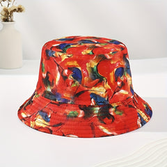 Red Tie Dye Bucket Hat Lightweight Fisherman Cap Women Summer Beach Hat