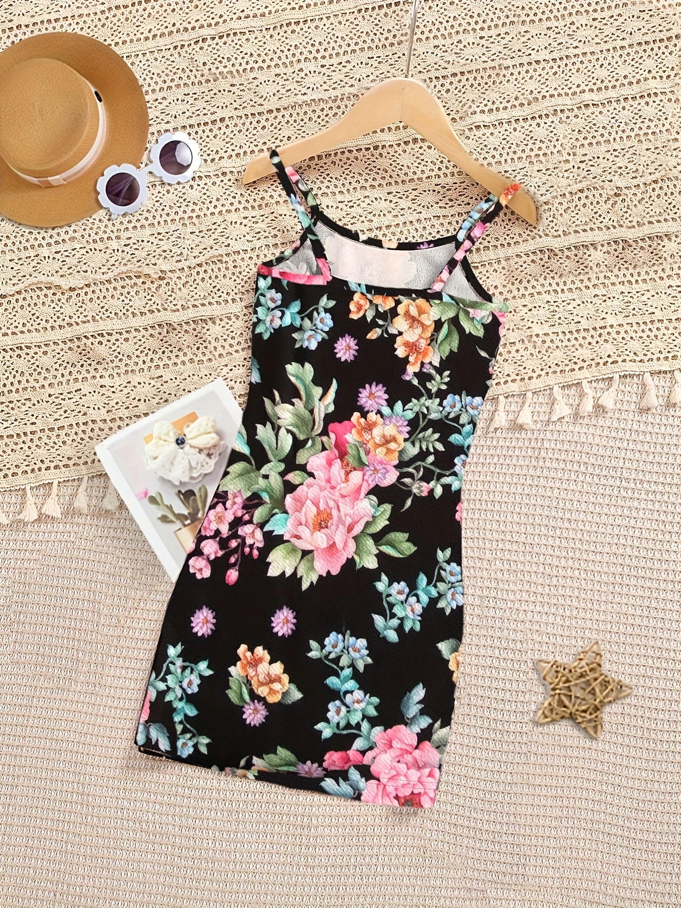 Girl's Boho Floral Cami Dress Summer Spaghetti Sleeveless