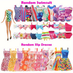 50pcs Doll Clothes & Accessories Wedding Dress Bikini Swimsuit Shoes Hangers