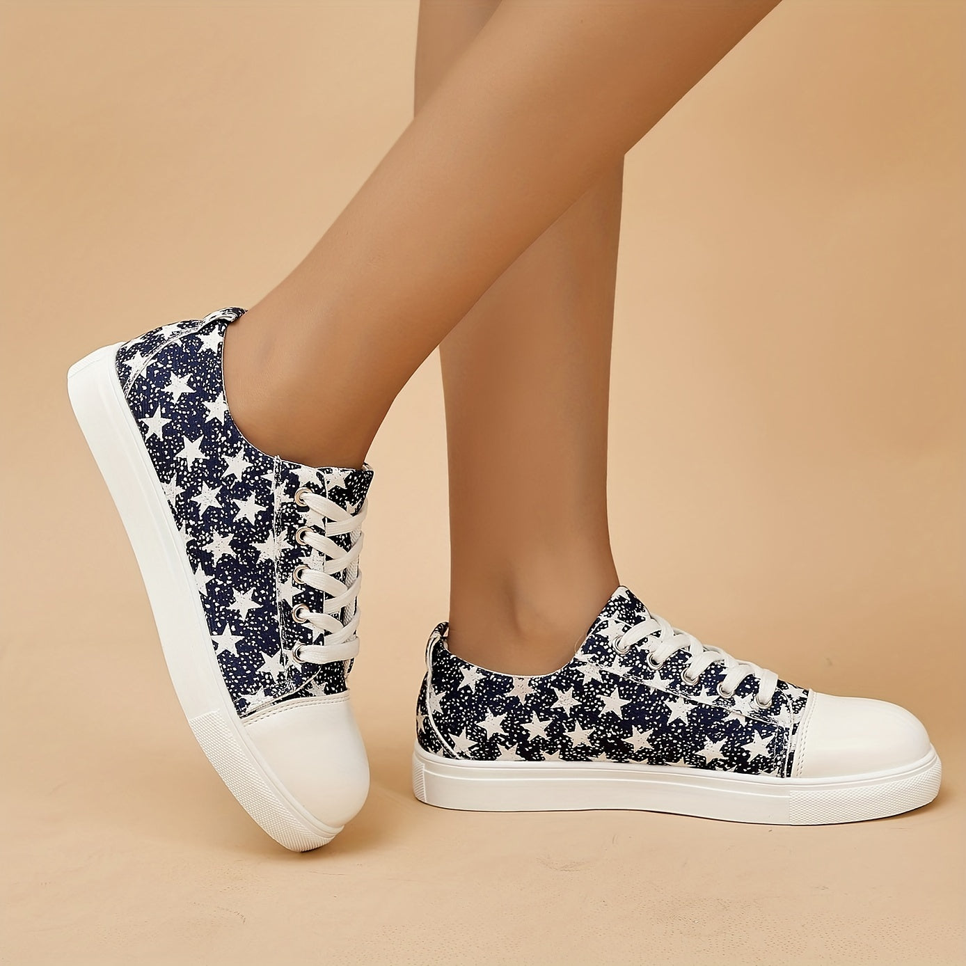 Women's Stars Canvas Shoes Casual Lace Up Low Top Sneakers
