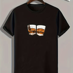 Alcohol Print Men's Comfy T shirt Outdoor Tee