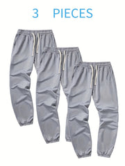 3 Pcs Men's Loose Casual Drawstring Joggers Set