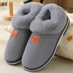 Winter Men's Striped Plush Warm Indoor Slides Slippers
