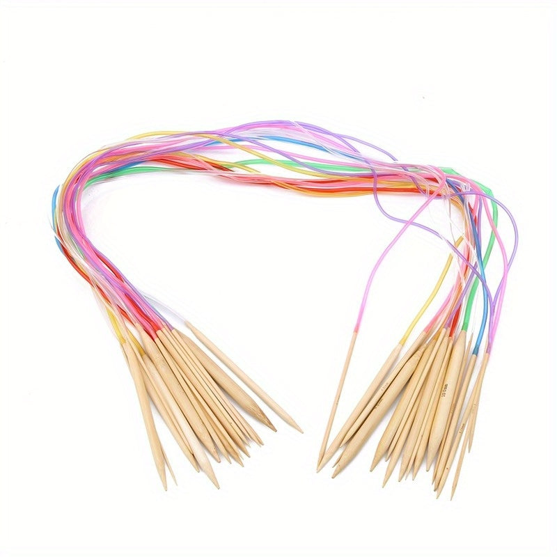 Colorful Tube Bleaching Bamboo Ring Woolen Needle Set