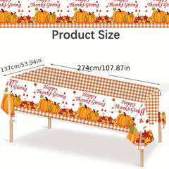 Thanksgiving Checkered Maple Leaf Tablecloth Happy Thanksgiving Pumpkin Supplies