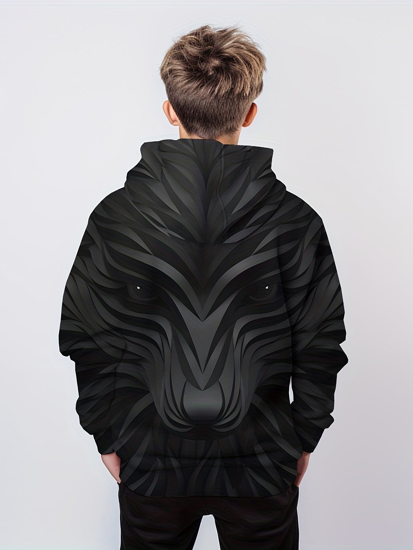 Animal 3D Print Boys Hooded Sweatshirt for Spring Fall Kids