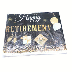 Golden Happy Retirement Tablecloth Disposable Plastic Table Cover