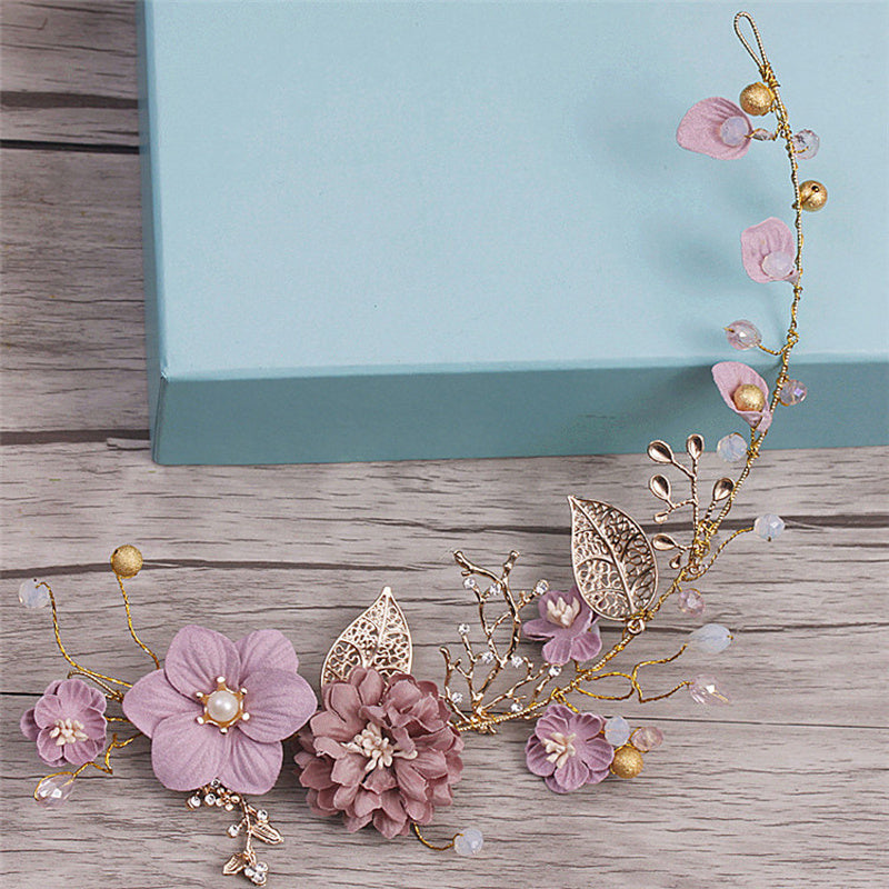 Wedding Hair Accessories Wreath Headwear Pink Bridal Headband