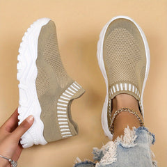 Women's Knit Slip-On Platform Sneakers Breathable Casual Daily Shoes