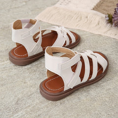 Girls' Solid Open Toe Sandals Lightweight Breathable Beach Summer Shoes