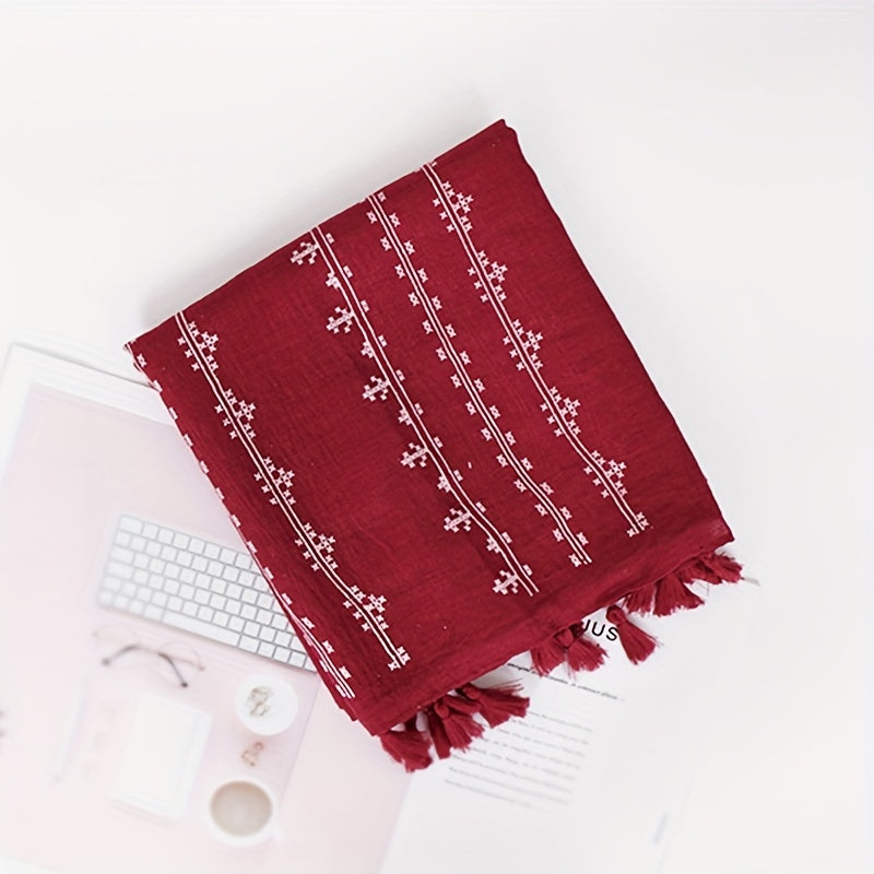Polyester Print Tassel Scarf Casual Accessories