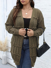 Solid Striped Long Sleeve Open Front Cardigan