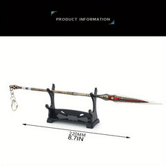 Mini Lance Halberd Spear Pendant Key Chain Weapon Model Toy Pendant