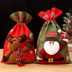 Large 3D Sackcloth Xmas Gift Bag Santa Back Bag