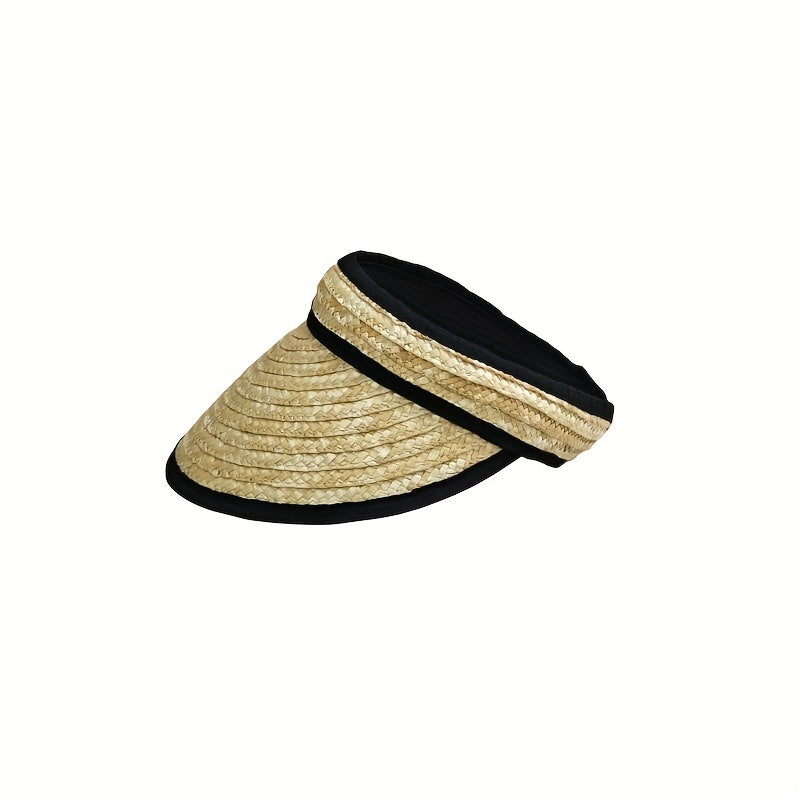 Vintage Straw Sun Visor Hat Lightweight UV Protection Summer Sun Hats