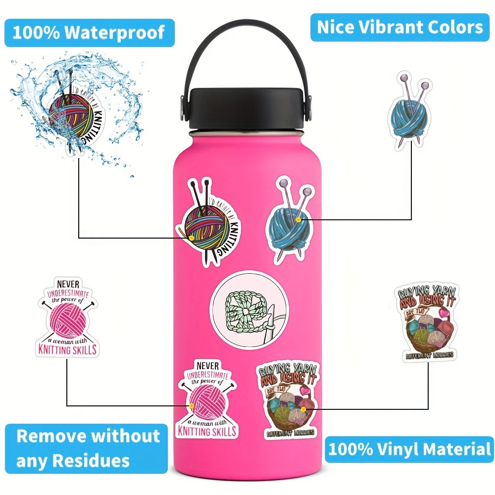 60pcs Knitting Vinyl Stickers Water Bottle Laptop Scrapbooking