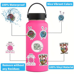 60pcs Knitting Vinyl Stickers Water Bottle Laptop Scrapbooking