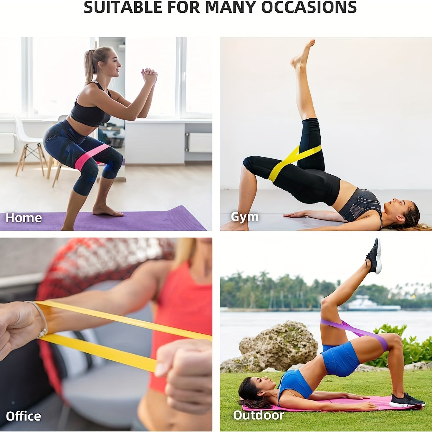 5pcs Resistance Loop Bands for Workout Legs Arms, Different Levels