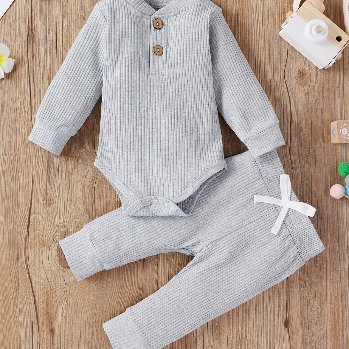 2pcs Baby Boys Girls Long Sleeve Onesie & Pants Set