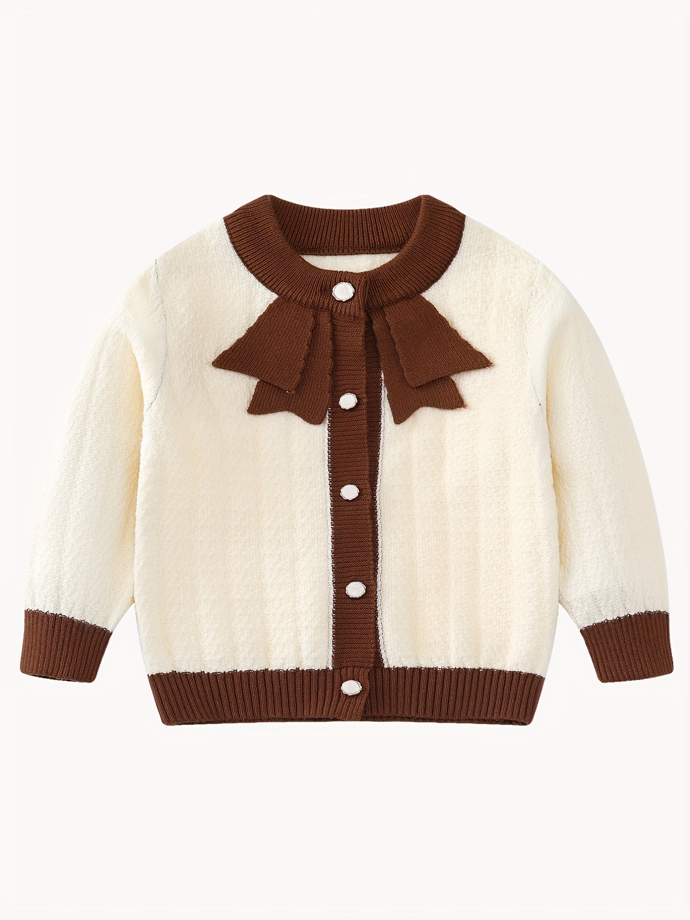 Baby Girls Button Round Neck Sweater Cardigan for Spring Autumn