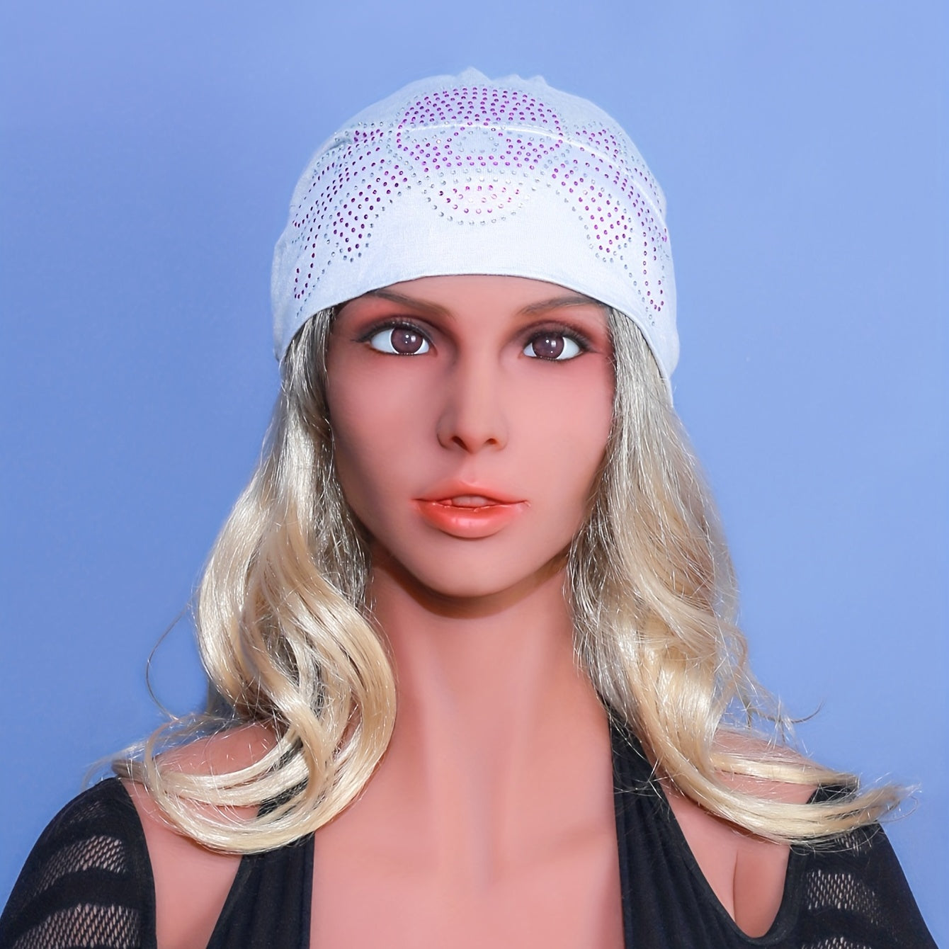 Skull Decor Turban Cap Lace Up Head Scarf Elastic Hijab Beanie Chemo Hats