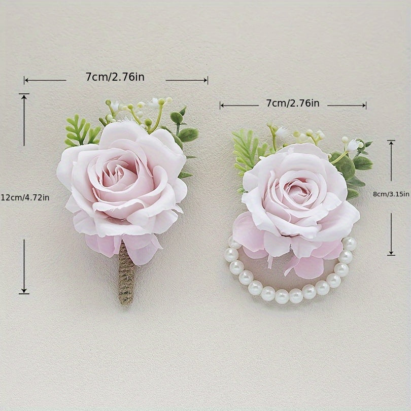 Artificial Rose Wrist Flowers and Men's Chest Flowers for Weddings