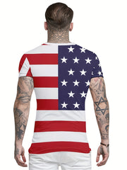 Flag Print T-shirt Men's Casual Street Style Tee Shirt For Summer
