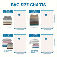6pcs Vacuum Compression Storage Bag for Clothes Black