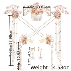 Faux Pearl Crystal Flower Bridal Jewelry Set