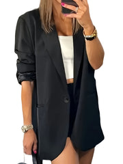 Basic Blazer Women's Solid Long Sleeve Workwear Blazer