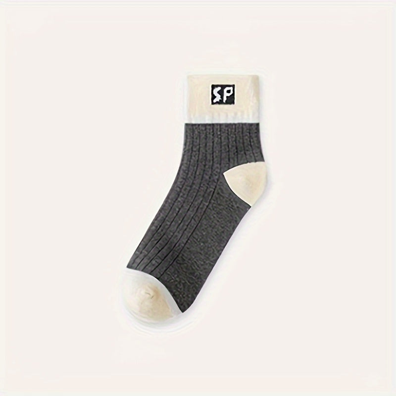 5 Pairs Letter Print Socks Sports Stockings