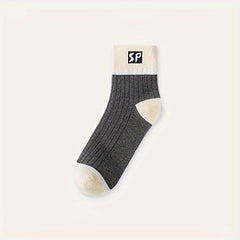 5 Pairs Letter Print Socks Sports Stockings