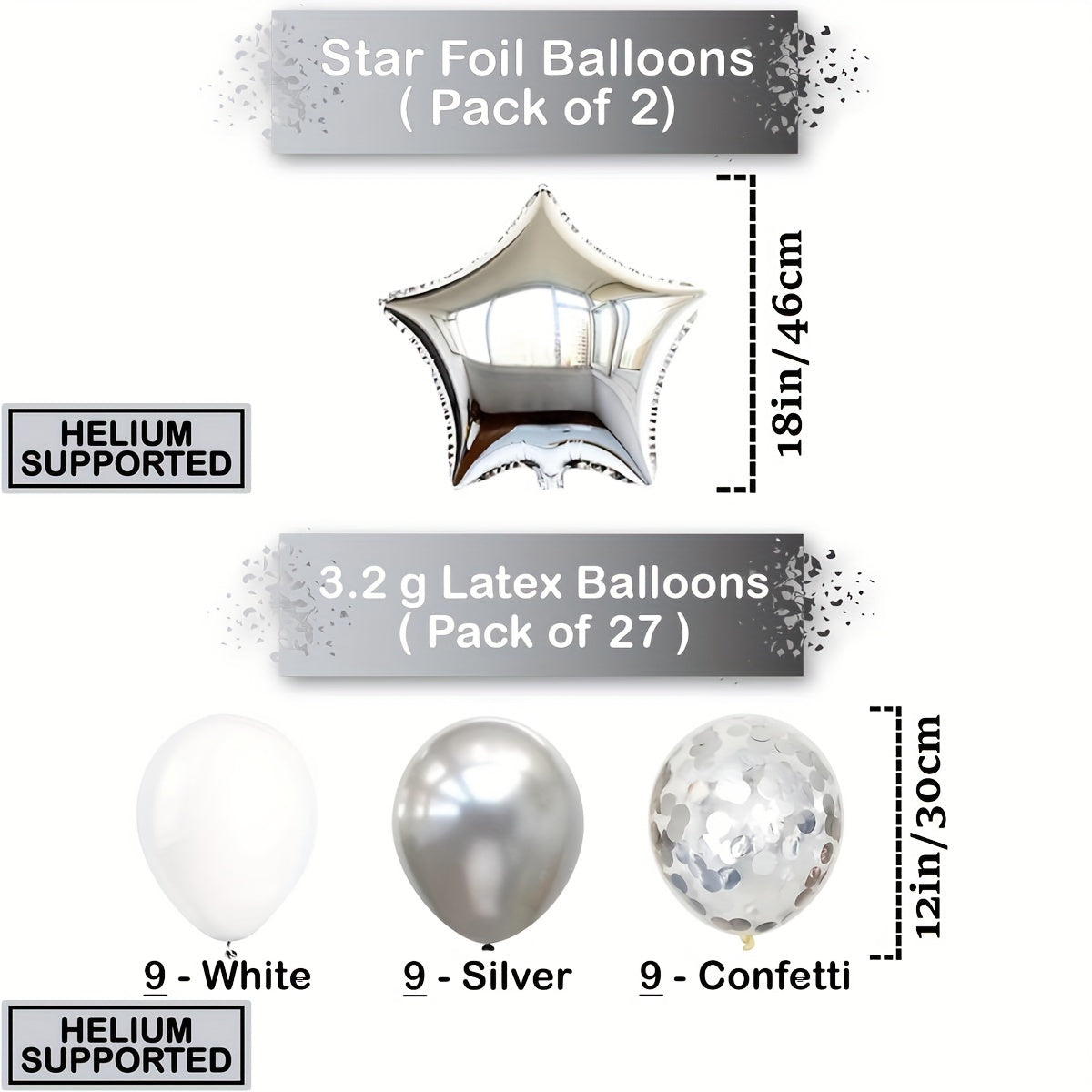35pcs Silvery Year Theme Party Balloons Decoration Set