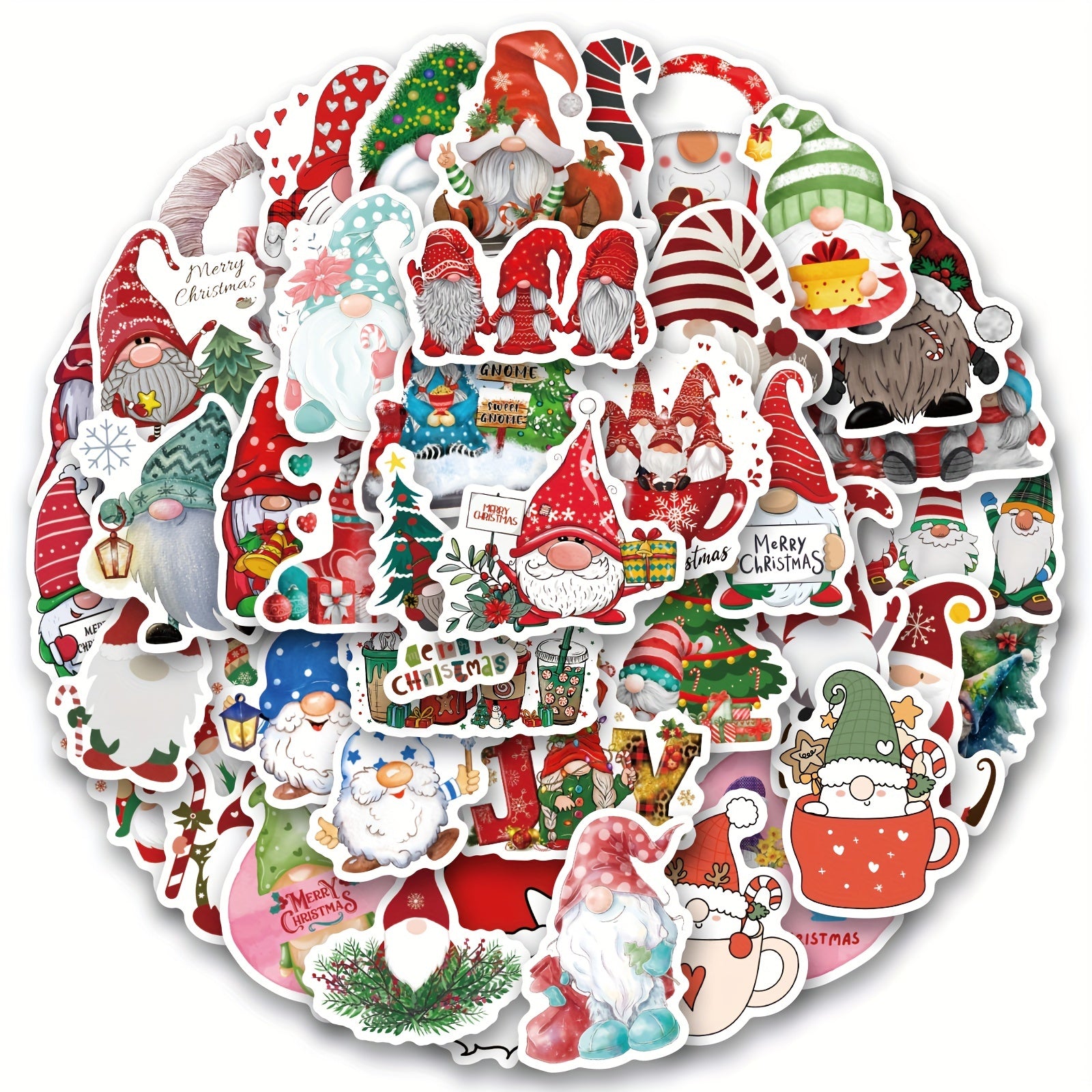 55pcs Christmas Gnome Stickers Pack Cartoon Vinyl Waterproof Stickers