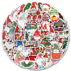 55pcs Christmas Gnome Stickers Pack Cartoon Vinyl Waterproof Stickers