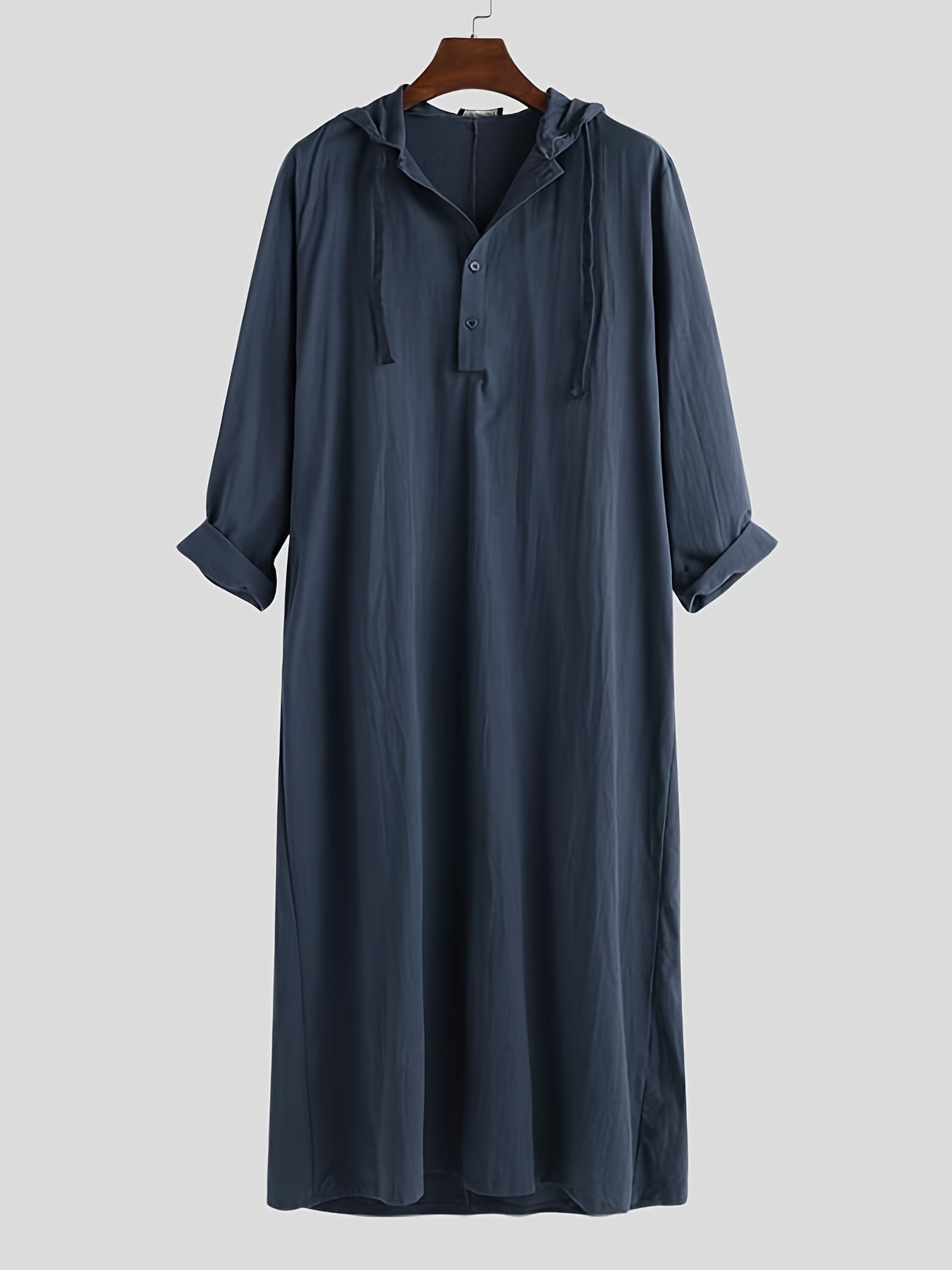 Men's Button Muslim Islamic Kaftan Arab Loose Long Sleejsons Vintage