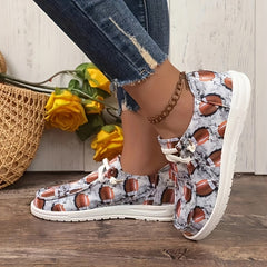 Baseball Pattern Flat Shoes Women's Casual Lightweight Soft Walking Shoes