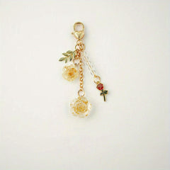 Rose Flower Keychain Pendant Car Key Purse Wallet Ornament